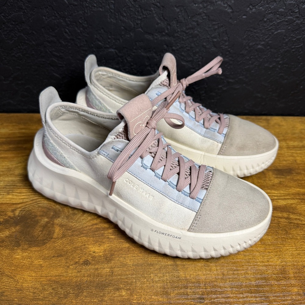 Cole Haan Zerogrand Changepace W28090 Cream Suede Sneakers‎ Womens Size 5B